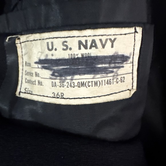 Vintage‎ US Navy Peacoat Mens 36 Regular 1962 Wool Dress Blue - Picture 2 of 13